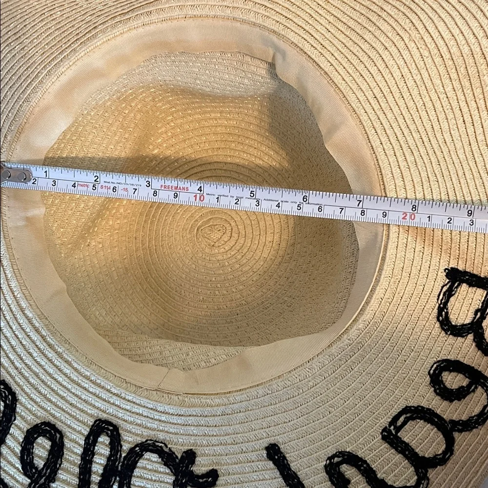 NWOT Sun Beach Hat Floppy Wide Brim Woven Embroidered Beach Please‎ - Picture 5 of 6